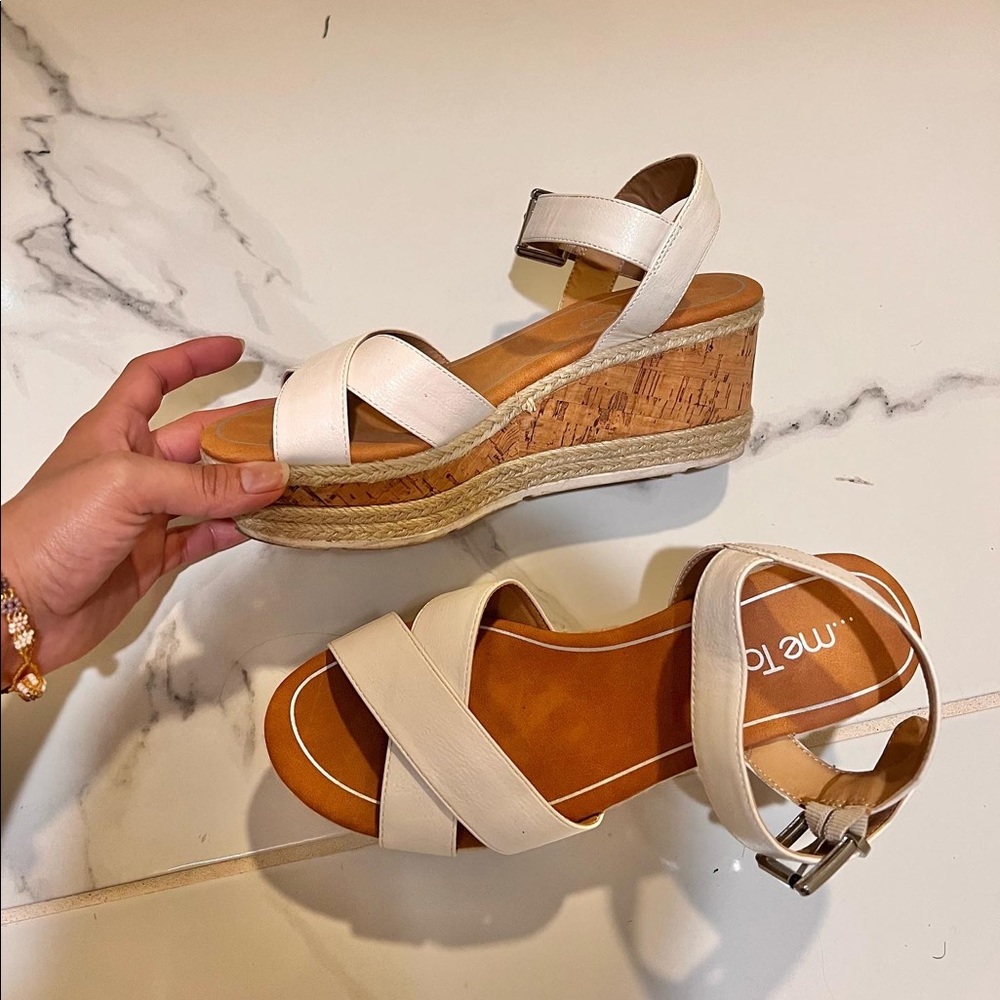 Platform white sandals